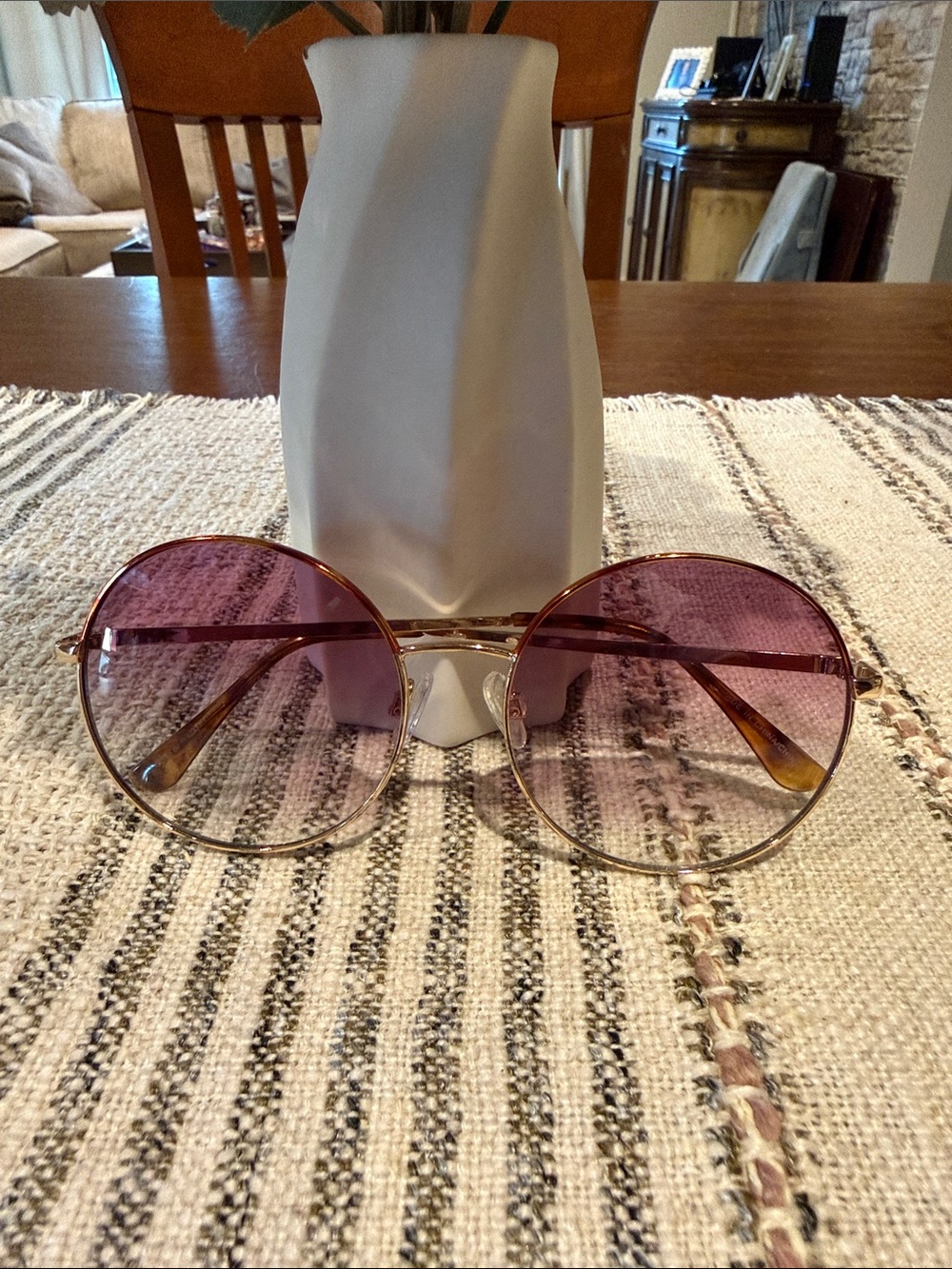 Women’s Round Metal Sunglasses - Pink Gradient Lenses